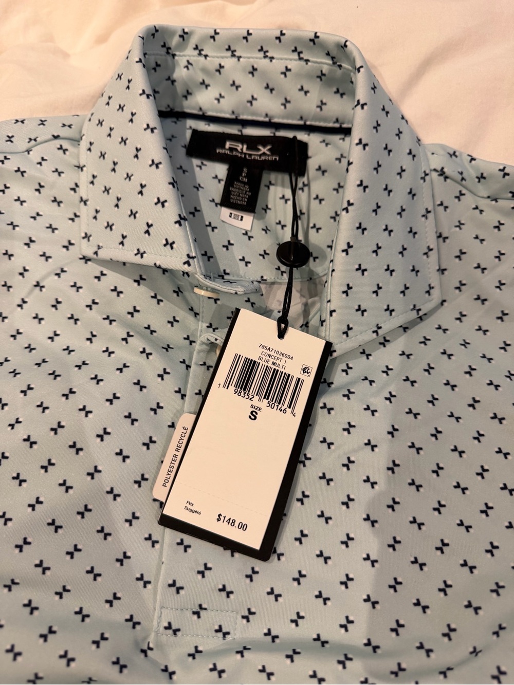 RLX Ralph Lauren - Men's Light Blue Printed Performance Polo - NWT small golf